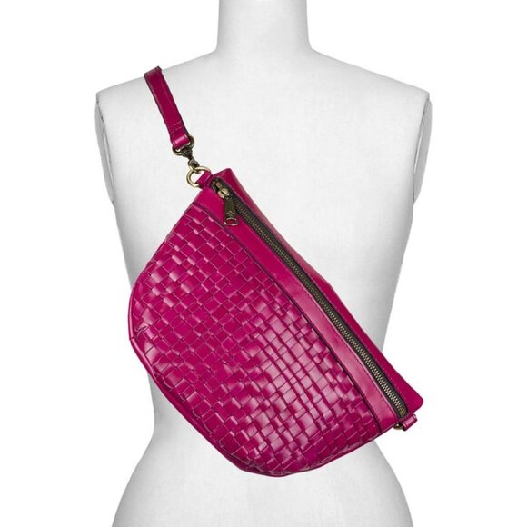 Patricia Nash Handbags - NWT, PATRICIA NASH, Tinchi, Fuschia Woven Leather, Belt Bag, Crossbody